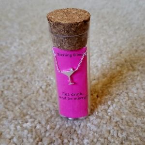 Sterling Silver Martini Glass Necklace